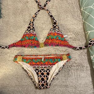 Trina Turk multi colored bikini with gold hardware. Like new condition. Size 6